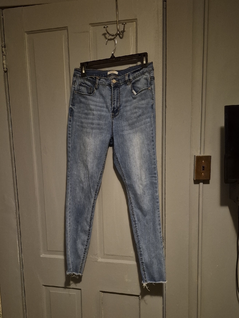 kenzie Light Blue Skinny Jeans with Raw Hem
